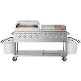 60 in. 8-Burner Commercial Outdoor Propane Gas Grill with 30 in. Griddle and 30 in. Pizza Oven in Stainless-Steel, ETL Listed (CGKIT6-G30P30)